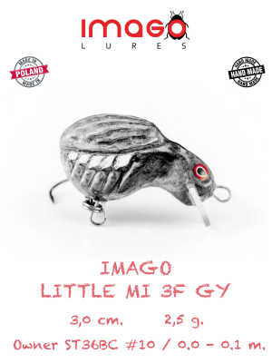 Воблер IMAGO LURES LITTLE MI 3F (плавающий), 2,5гр. цвет - GY