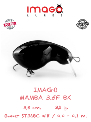 Воблер IMAGO LURES MAMBA 3.5F (плавающий), 3.2гр. цвет - BK